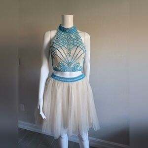 Aspeed Blue and Cream Prom Dress